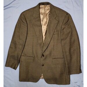 Polo University Ralph Lauren Blazer Mens 42 Brown Wool Houndstooth Single Breast